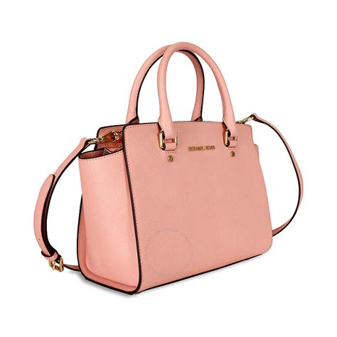 Michael Kors Leather Selma Medium Top Zip Satchel Pale Pink 